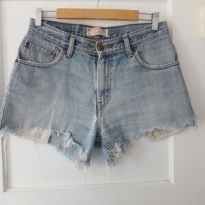 Levi Strauss Cotton Vintage Western Distressed Denim Shorts Light Wash Sz 30